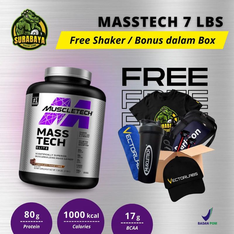 Muscletech Mass Tech 7 Lbs BPOM Masstech Protein Gainer Weight Gain Penambah Berat Badan BB Bulking