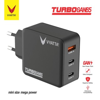 VYATTA TURBO GAN 65W PD 2 Power Delivery Type C + QC Fast Charger - iPhone, Samsung, Oppo, Macbook