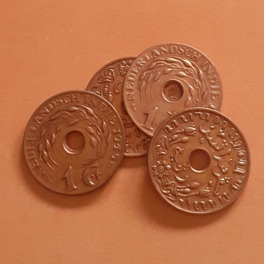 Uang kuno koin 1 Cent Nederlandsch Indie tahun 1945 D