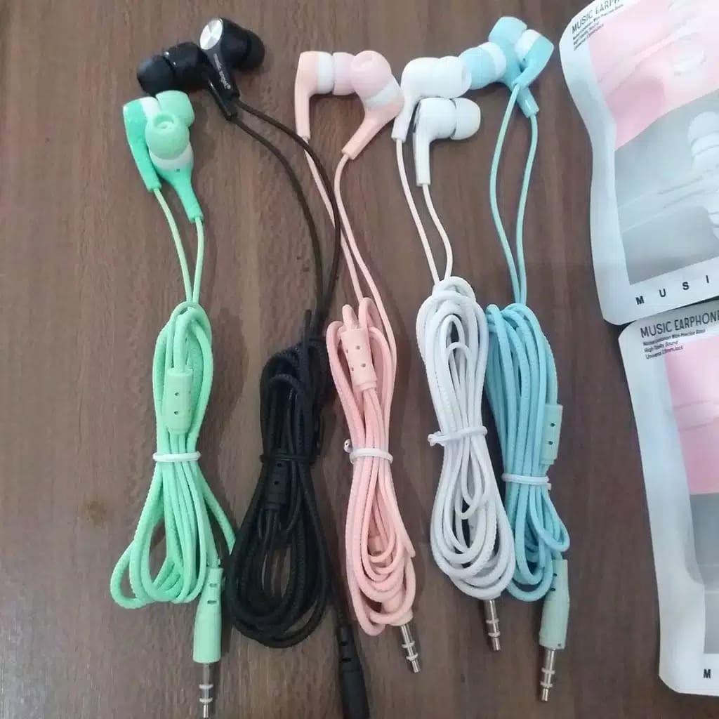 Headset Music Angel  Macaron Earphone Qtop 007 Stereo Extra Bass