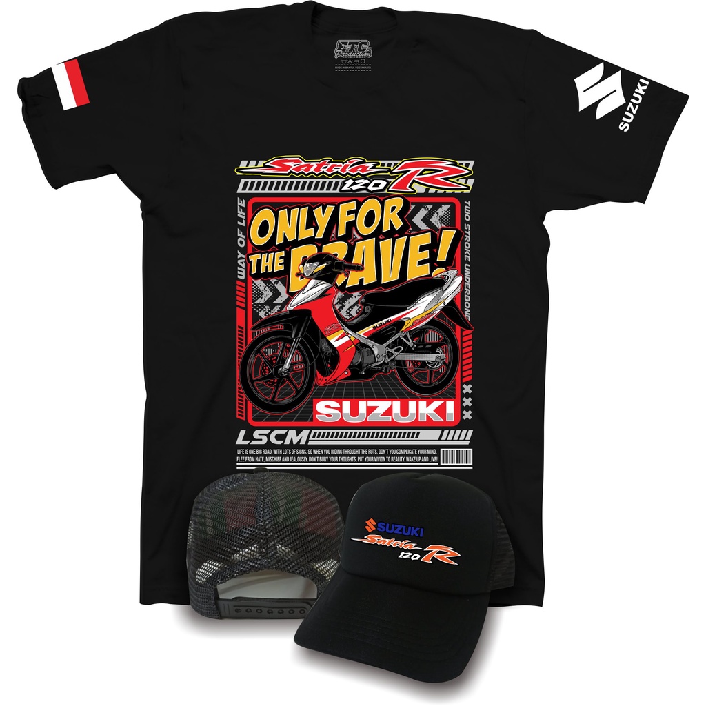 Kaos Satria 2 Tak atau Baju Suzuki Satria 2Stroke Engine LSCM Merah Putih Satria 120 R Lengan Pendek