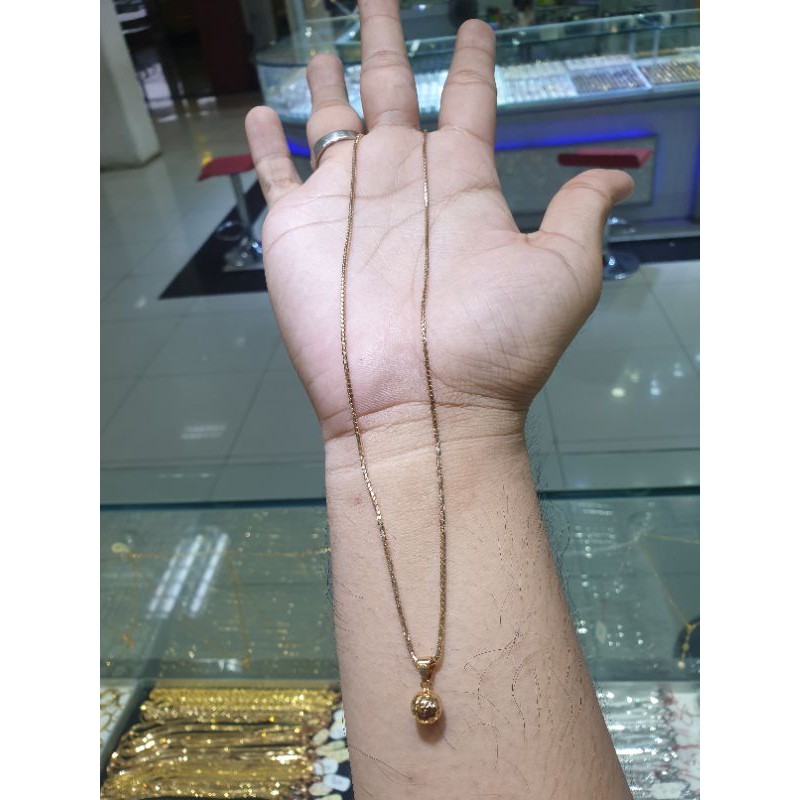 kalung emas milano berliontin bola ukir