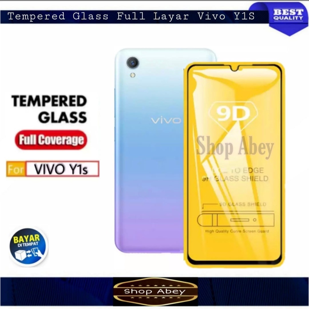 TEMPERED GLASS VIVO Y1S ANTI GORES LAYAR FULL VIVO Y1S - HITAM