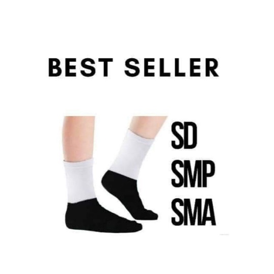 KAOS KAKI SEKOLAH PUTIH TELAPAK HITAM SD SMP SMA