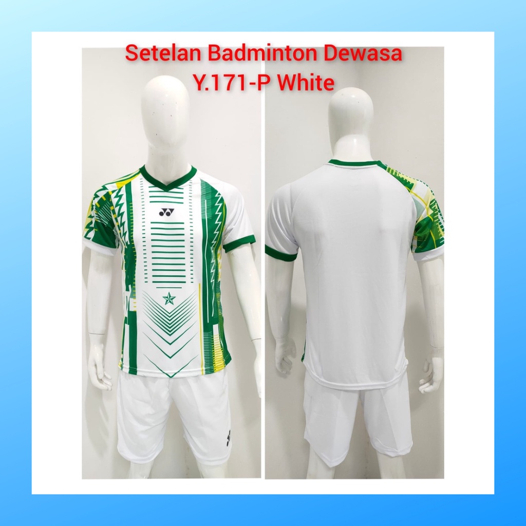 Kaos bulutangkis pria baju badminton dan celana jersey setelan wanita dewasa t-shirt outfit seragam jarsey kostum olahraga pakaian apparel sport jersy bulu tangkis casual jersi sudirman thomas uber cup print suit Y171 putih polos