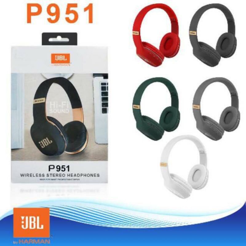 (bisa COD) Zenia Headphone Bluetooth P951 Bando Wireless Headset AD2P Superbass Handsfree P 951