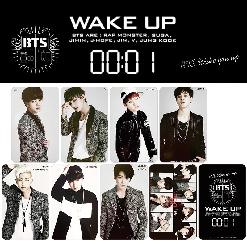 8pcs / set Kartu Lomo Foto BTS Bangtan Boys WAKE UP SUGA JiMin V RM Jin J-Hope Jung Kook