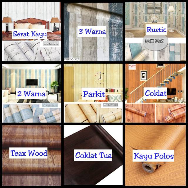 10M x 45Cm WALLPAPER DINDING MOTIF PAPAN  KAYU  MARON RUSTIC  