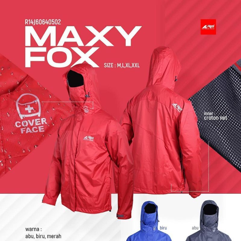 JAKET AREI REI MAXYFOX MAXY FOX ORIGINAL ORI | JACKET WATERPROOF WINDPROOF GUNUNG RIDING PREMIUM