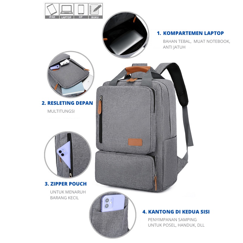 Mainland Tas Pria Ransel Backpack Trendy Gaya Kasual Tas Punggung TR808