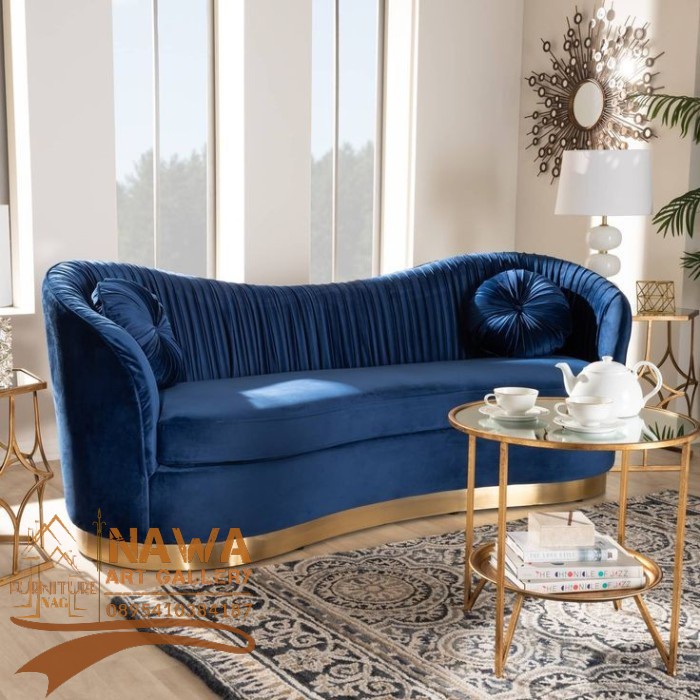 Sofa retro kaki besi stainless gold sofa mewah