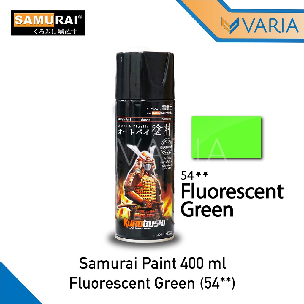 Samurai Paint Fluorescent Green Hijau Stabilo 54 Cat Aerosol 400 ml