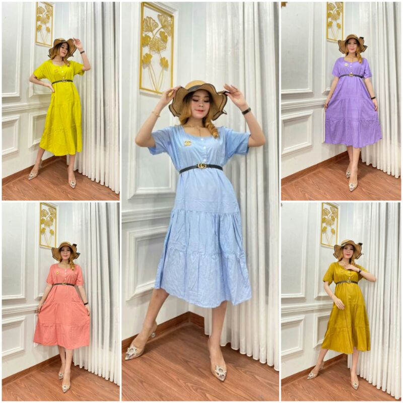 RUFFLE MIDI DRESS VIRAL I DRESS SUSUN REMPEL I HOMEDRESS