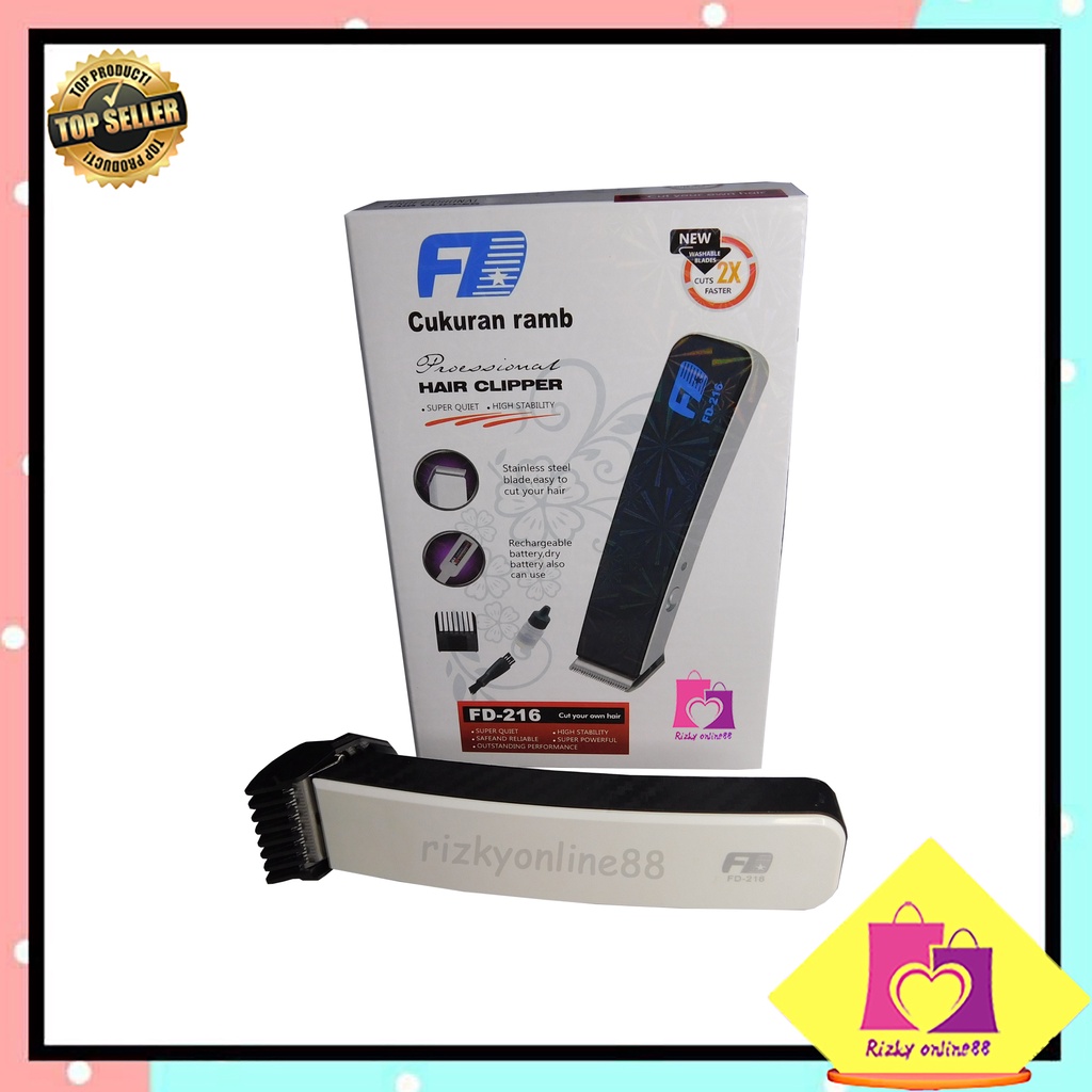 Rizkyonline88 alat cukur rambut kumis jenggot / mesin cukur rambut rechargerable FD-216