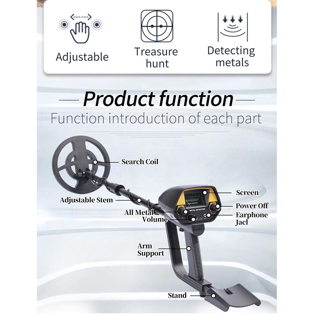 Alat Pendeteksi Logam Underground Metal Gold Silver Detector Finder High Sensitivity 9V - GTX4080Y - Black