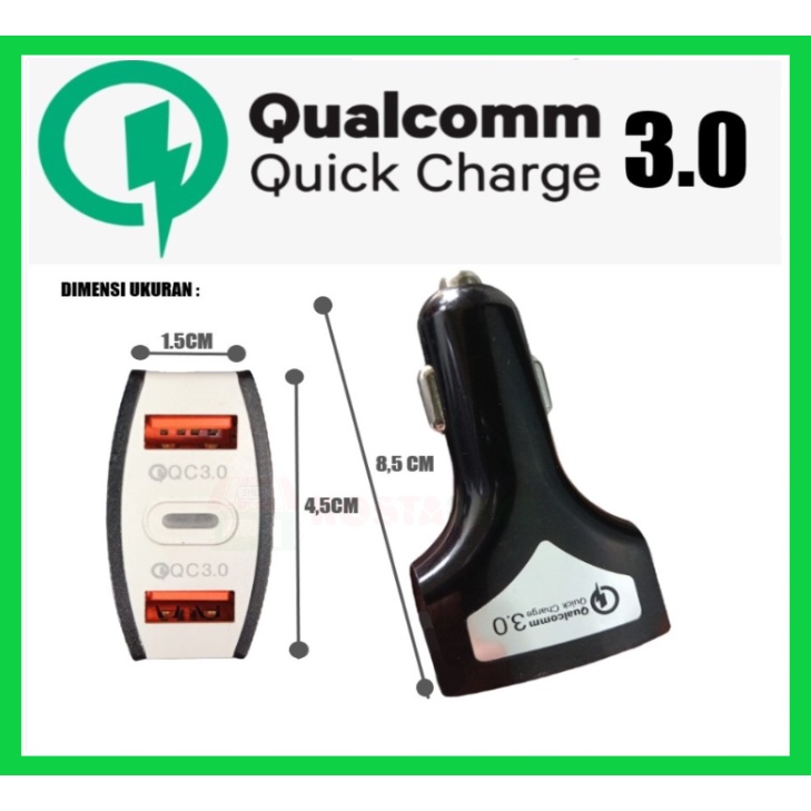 KOSTARIKA Car Charger Saver Fast Charge Charging QC 3.0 Dual Port USB Qualcomm