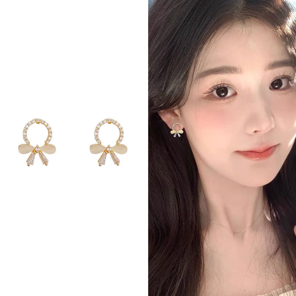 Anting Hijab Giwang Sterling Silver 925 dengan Kristal untuk Wanita c331