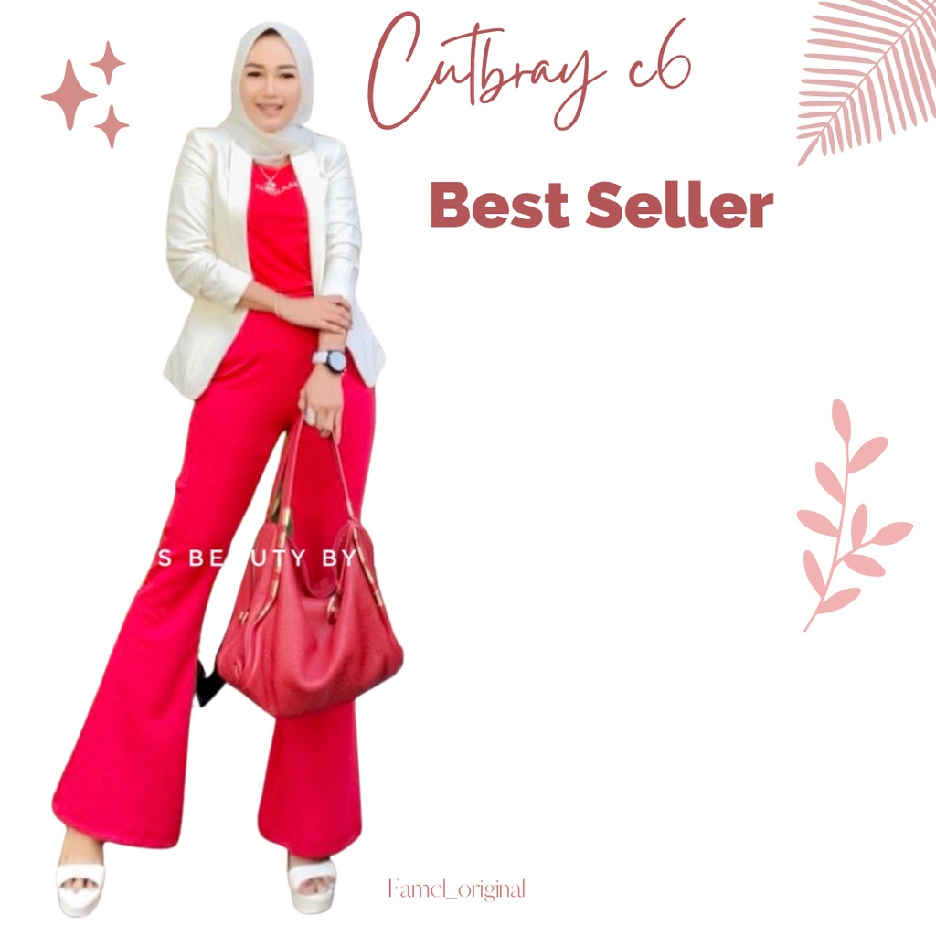 Merah Cabe | Highwaist Pants | Cutbray Merah Cabe | Cutbray Tanpa Karet | Celana Cewek | Flare Pants