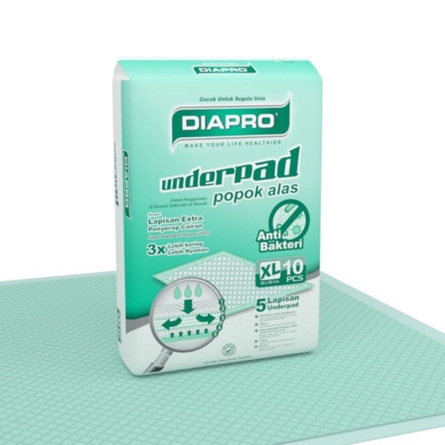 Diapro Underpad Popok Alas Perlak Disposable isi 10pcs XL 60 x 90 cm