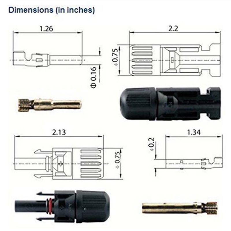 (LUCKID) Mc4 Kabel Konektor Male + Female MC4 Anti Air Untuk Panel Surya