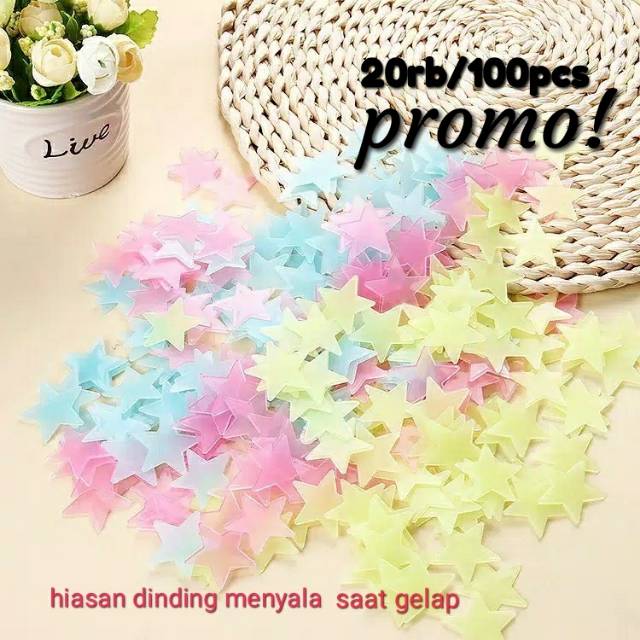  Hiasan  dinding bentuk  bintang  glow in the dark Shopee 