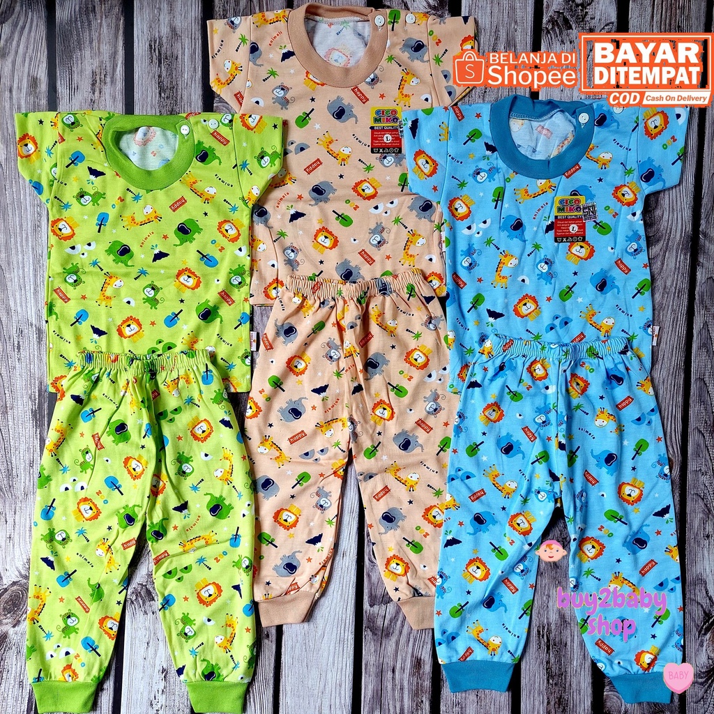 Baju bayi setelan CPR kaos pendek celana panjang warna motif Cico Miko usia 0-12 Bulan 3 Setelan