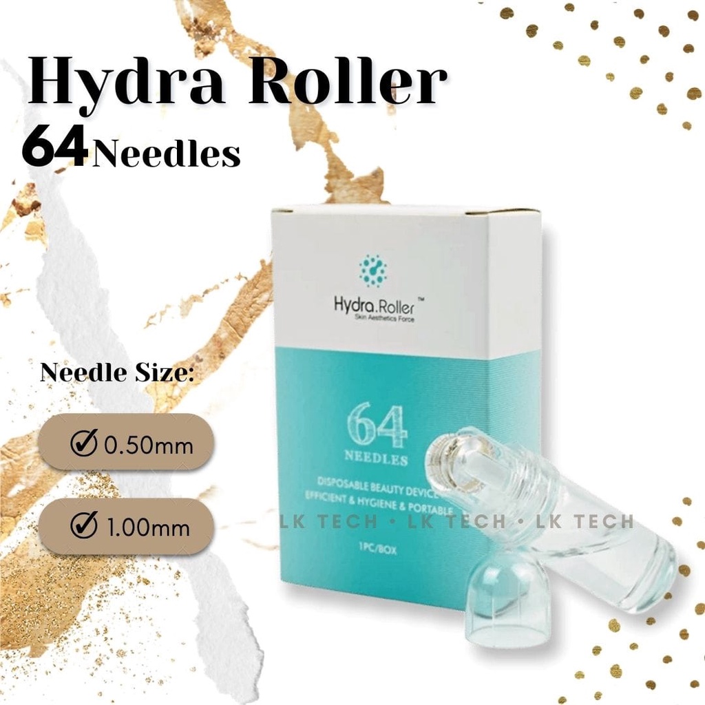 Hydra Roller Pin Mikro 64 Pin Rol Ujung Pin Titanium Injeksi Hyaluronic Otomatis Serum Perawatan Kulit Mengencangkan Pori-pori