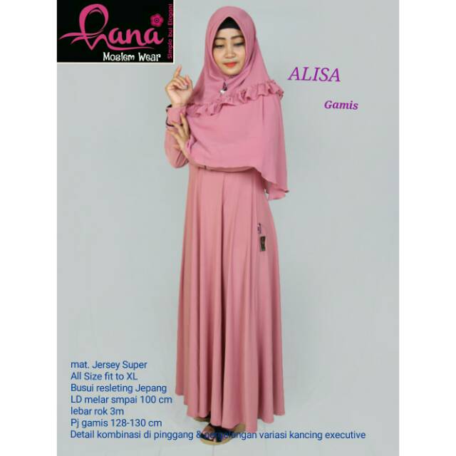 GAMIS JERSEY POLOS KOMBINASI - DUSTY PINK