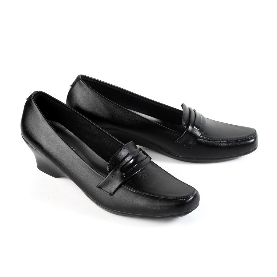 ☀ EVERFLOW ☀ Sepatu Wedges Formal Pantofel Tinggi Wanita 4cm / Sepatu Wanita Hitam kerja kantor.