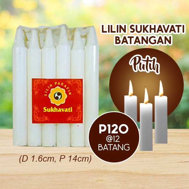 Lilin Batang Sembahyang Sukhavati P120 Putih