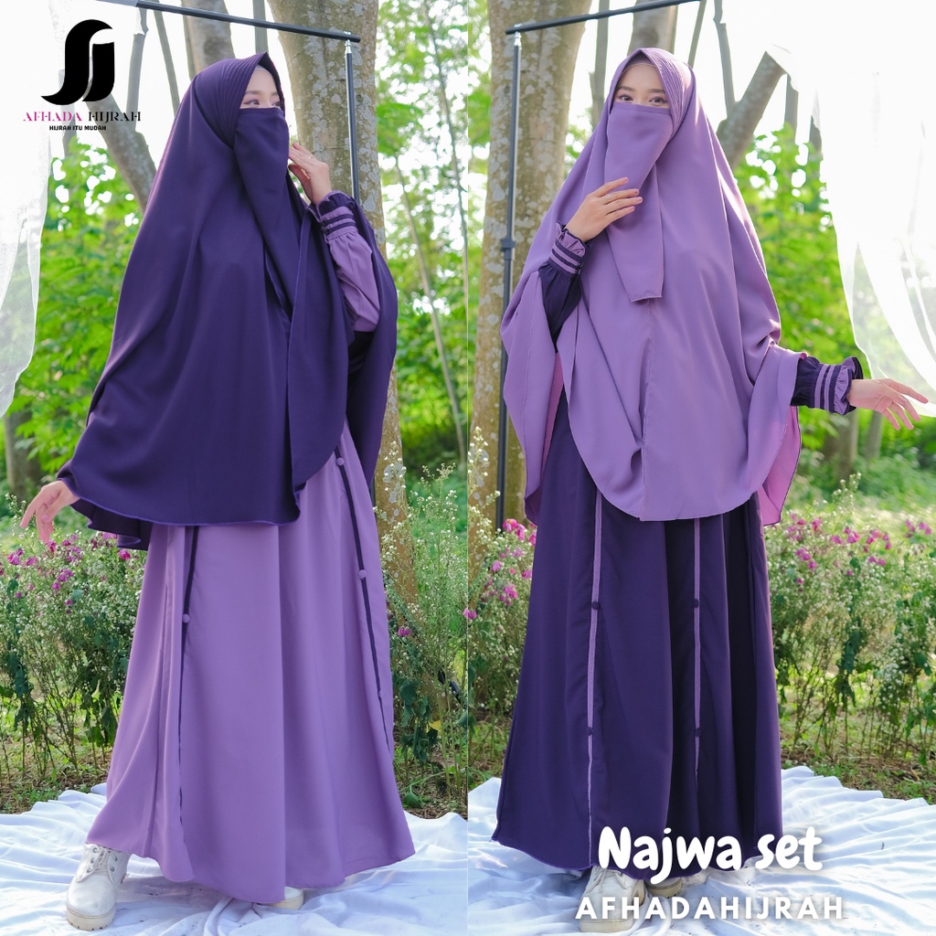 Afhadahijrah - gamis set cadar Najwa set gamis sunnah syari abaya