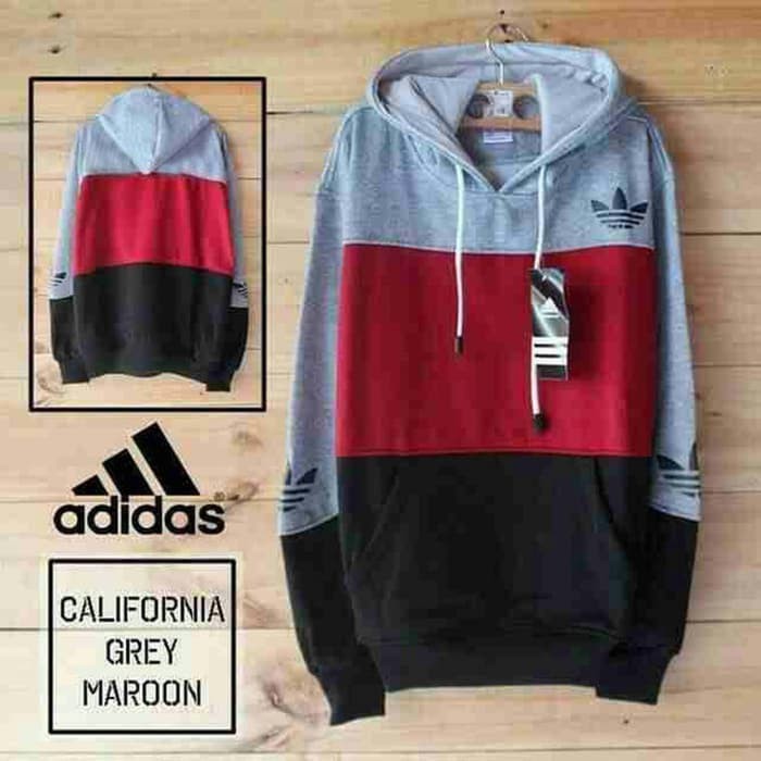 SWEATER ADIDAS 3D Hoodie Abu Muda - Merah - Hitam