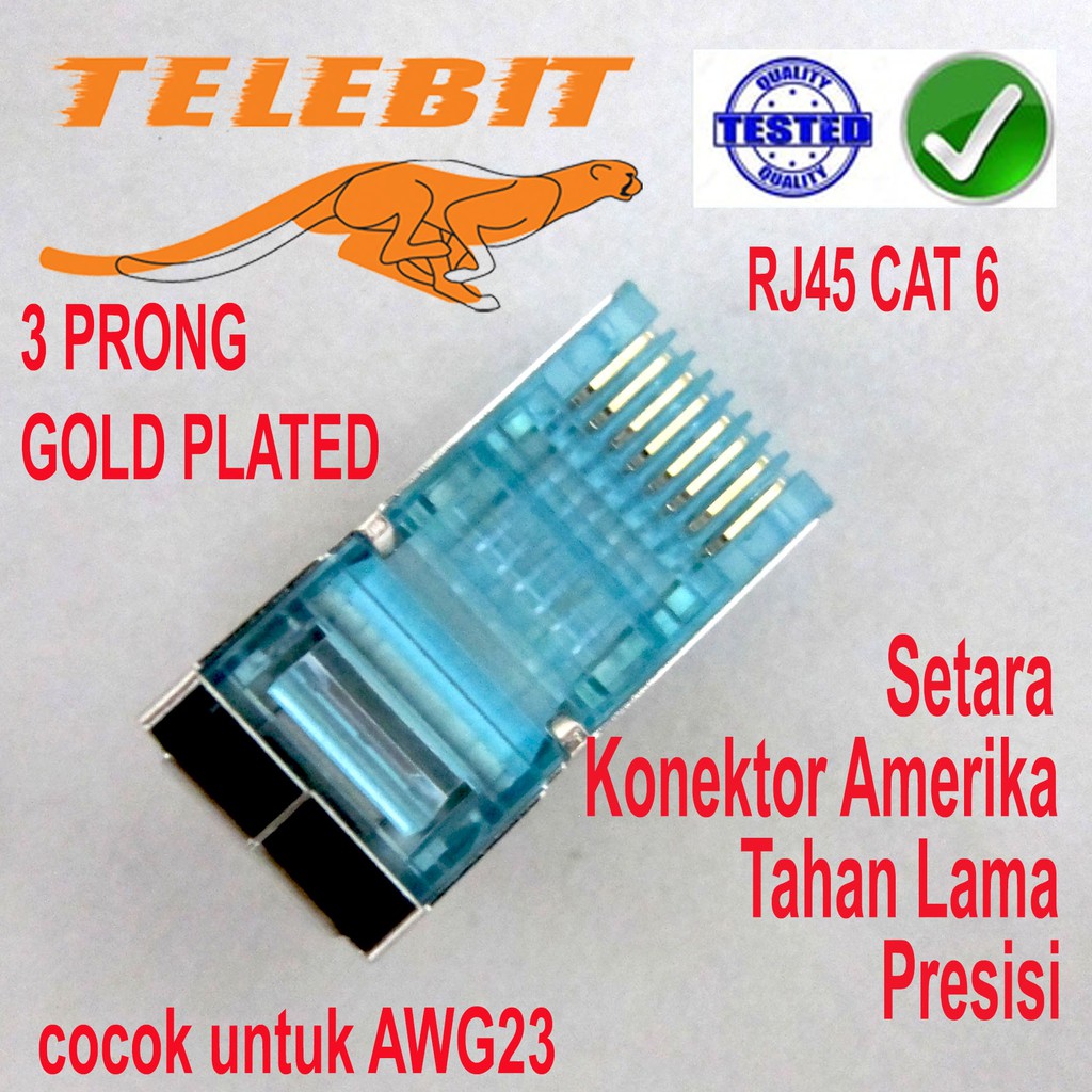 Konektor RJ45 GOLD PLATED STP CAT 6 TELEBIT