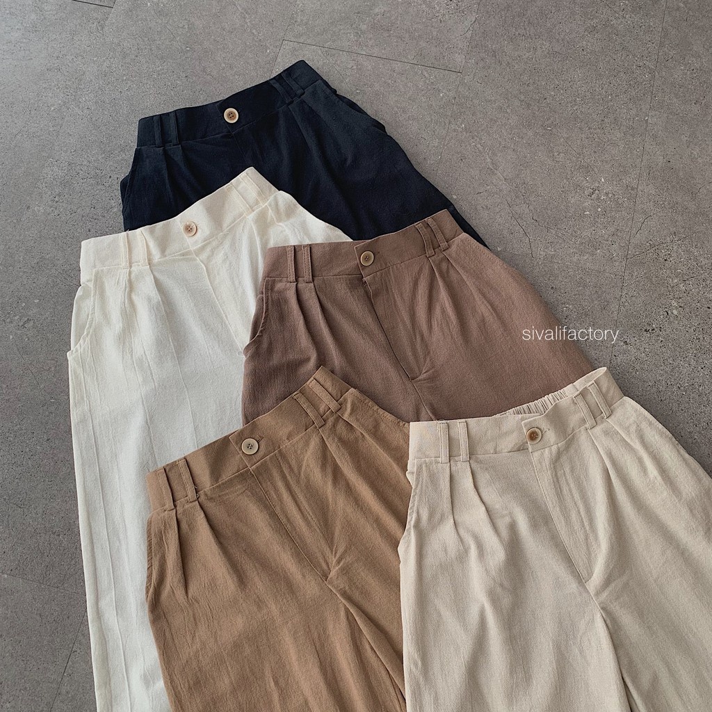 SIVALI Celana Kulot Linen Highwaist Premium 2237 -  Cullote Pants | Celana Kulot Wanita