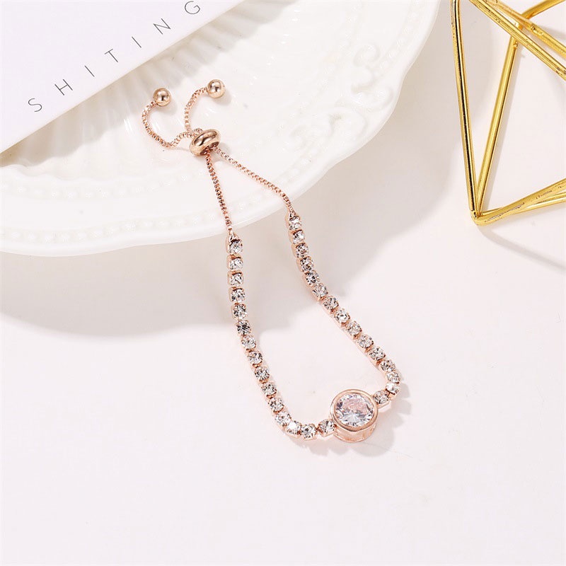 Fashion Baru Rose Gold Love Zircon Gelang Gelang Wanita Sederhana-Won