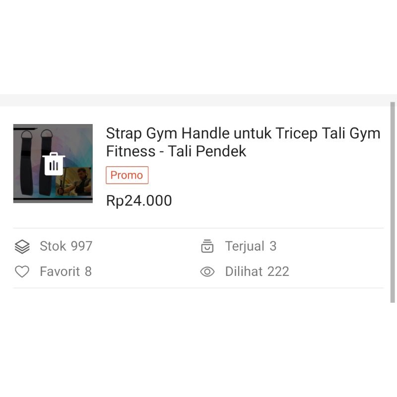 Strap Gym Handle untuk Tricep Tali Gym Fitness - Tali Pendek