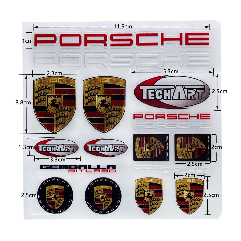 1set Porsche Badge Reflektif Helm Sepeda Stiker Body Mobil DIY Vinyl Kualitas Tinggi Modifikasi Decal