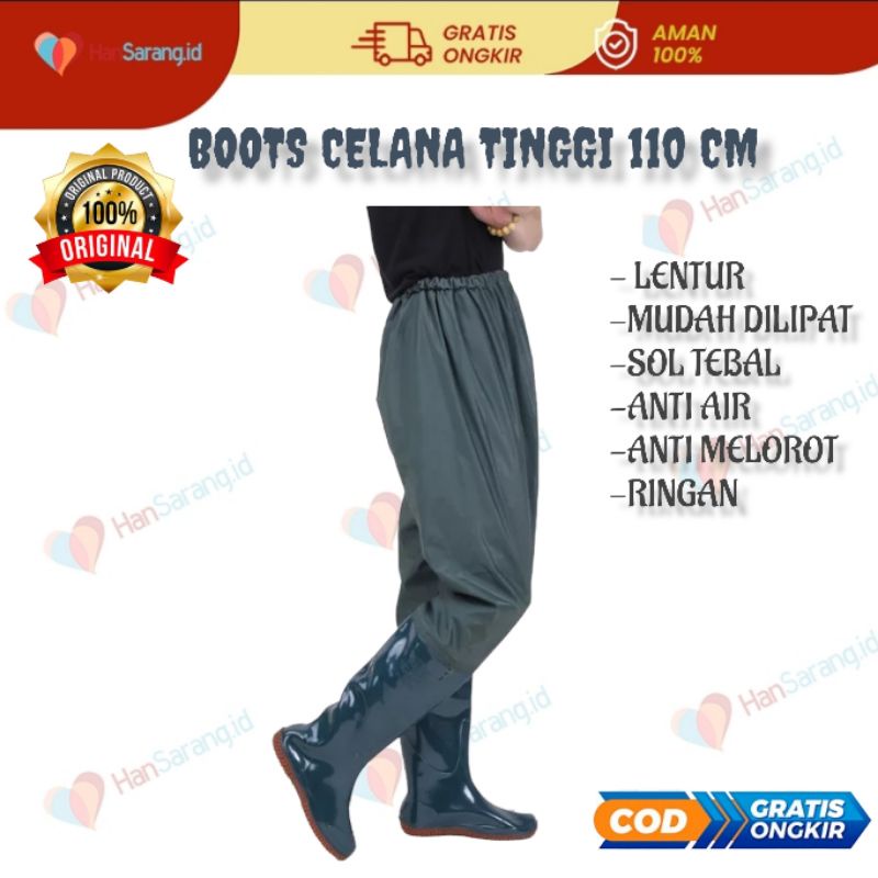 Sepatu Boots Boot But Karet Pria Wanita Dewasa Sawah Petani Panjang Model Celana Karet Lentur Kebun Mancing Tinggi 110cm