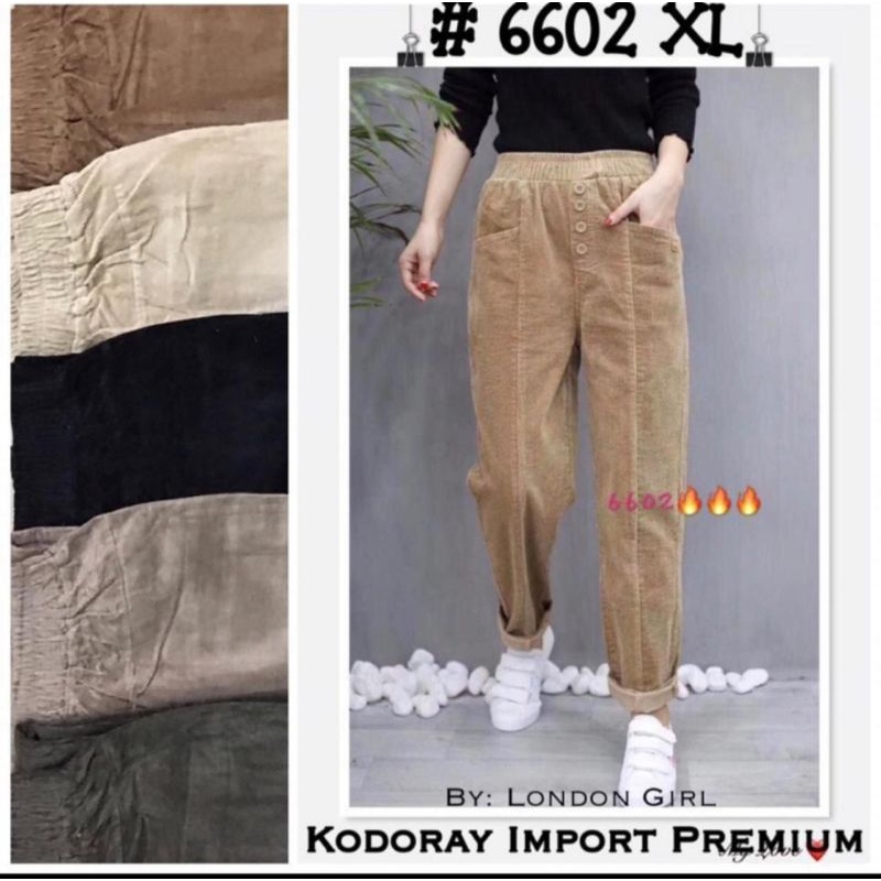 celana coduroy import fit XL london girl | baggy pants 05 XL