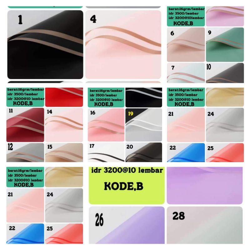 

(klaraema628) 20 Lembar kertas buket / cellophone bisa mix warna