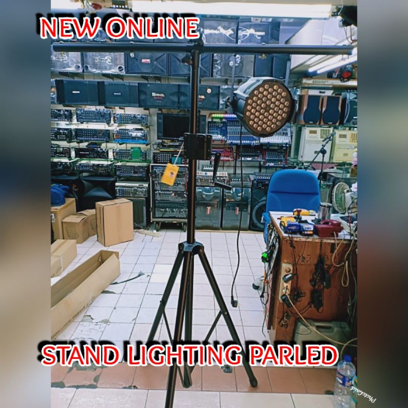 STAND LIGHTING WITH SPEAKER STAND ADA KATROL BAHAN BESI