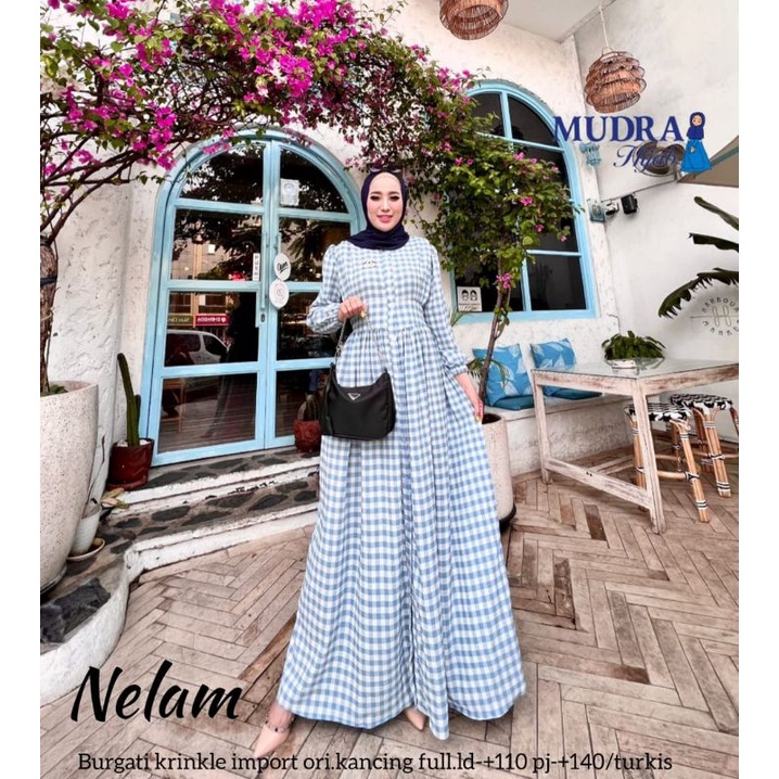 Nelam Dress Gamis Flanel Wanita Maxy Original Mudra Hijab
