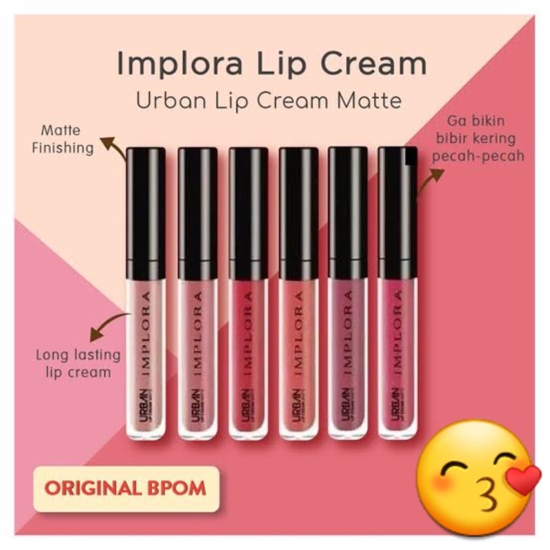 READY 12 WARNA IMPLORA URBAN LIP CREAM MATTE Krim ORIGINAL BPOM Resmi Baru