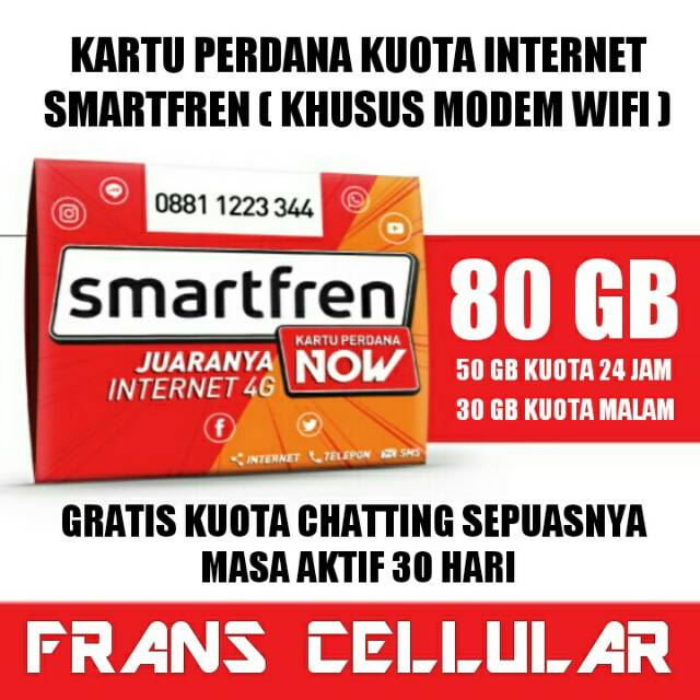 Kartu Perdana Kuota Internet Smartfren 80 Gb Khusus Modem Wifi Shopee Indonesia