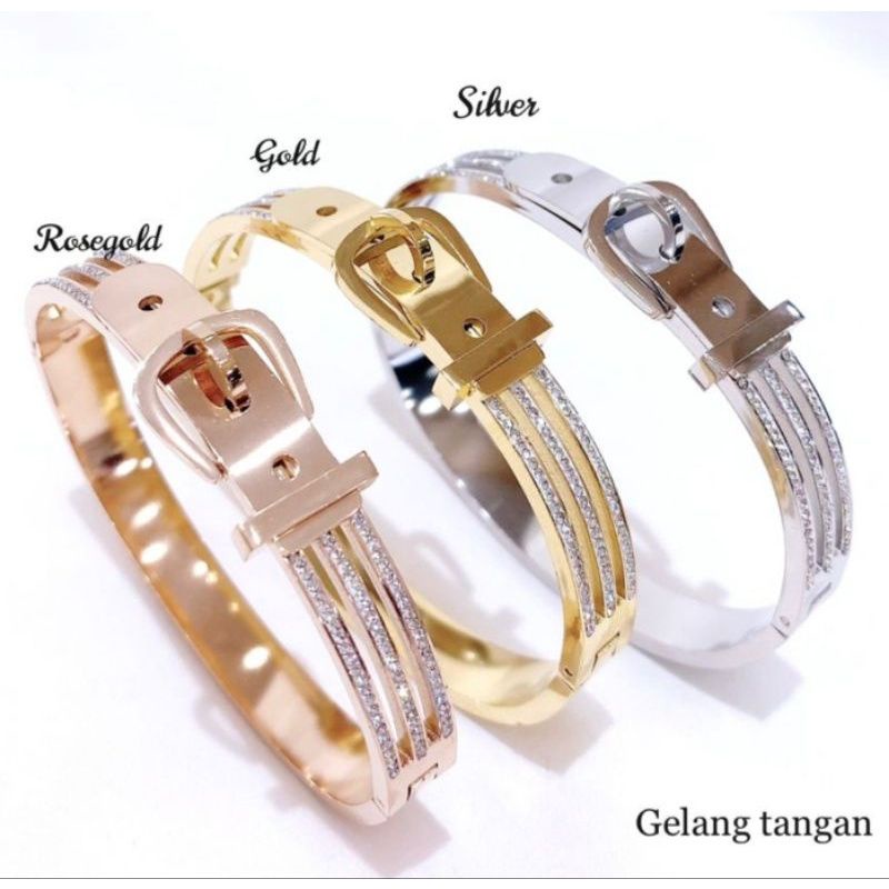 Gelang Titanium asli Rosegold Premium Quality Anti karat anti alergi Bracelet Stainless Steel 9183