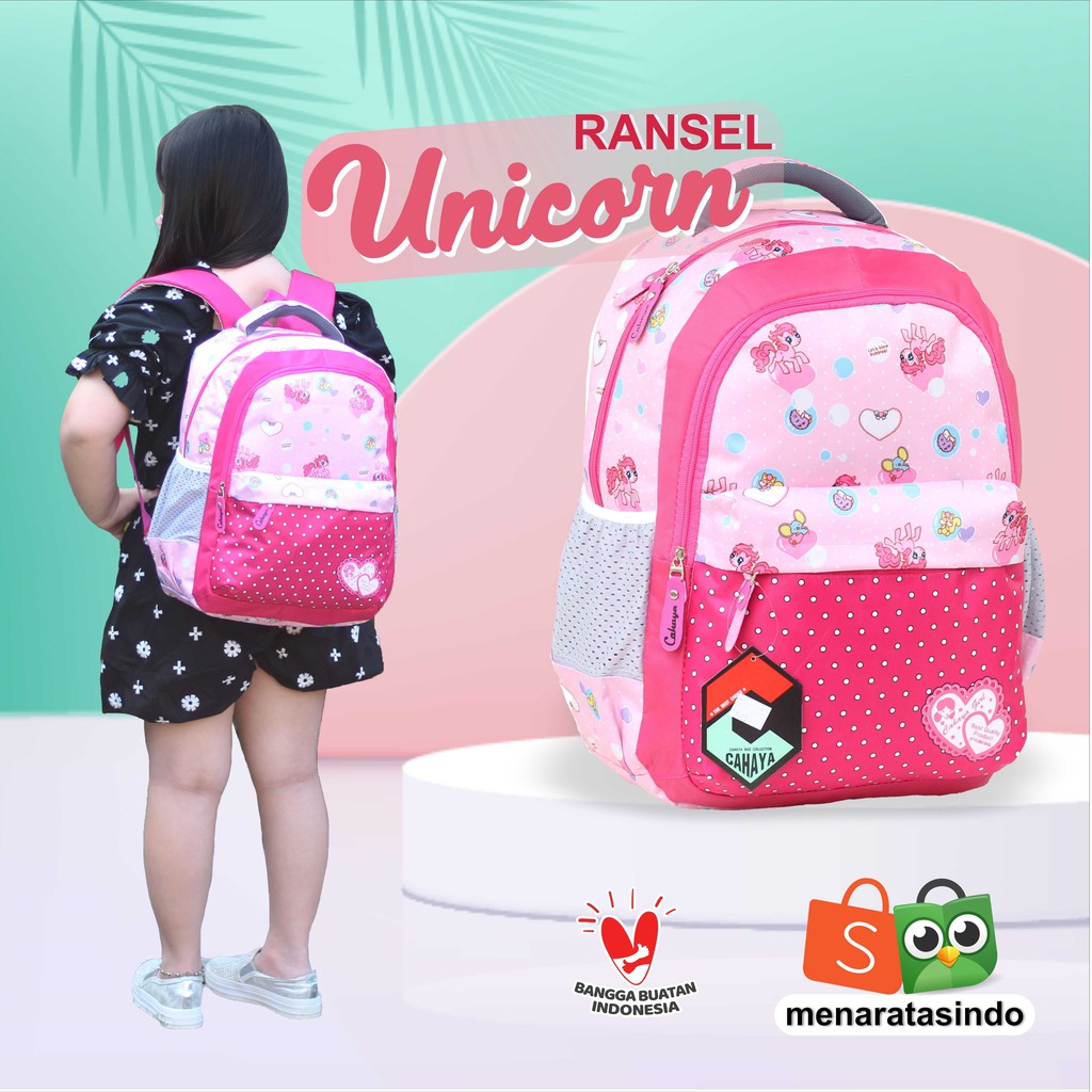 Pabrik Tas Souvenir Ransel Gendong Anak Cewek Unicorn Sekolah TK SD MI Wanita Kuda Pony Warna Pink U