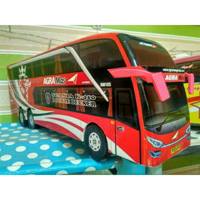 Miniatur bus bis Agra mas double decker