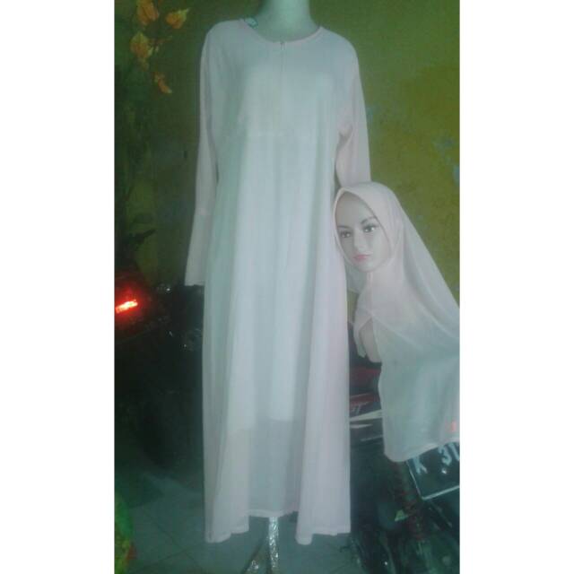 Gamis polos satin set hijab