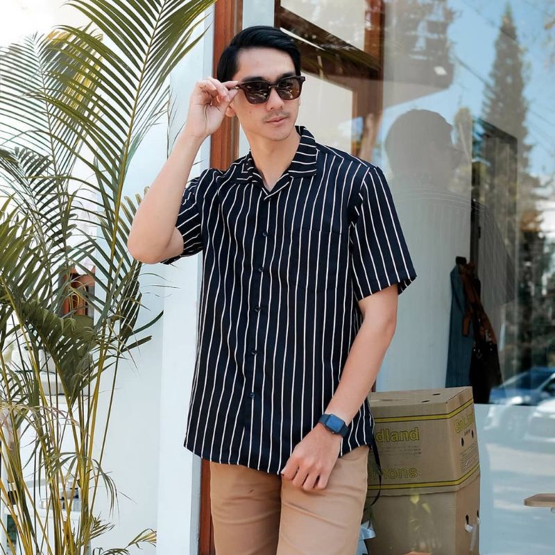 KEMEJA SALUR PRIA KEMEJA SALUR PRIA STRIPE KEMEJA SALUR LENGAN PENDEK KEMEJA GARIS GARIS PRIA