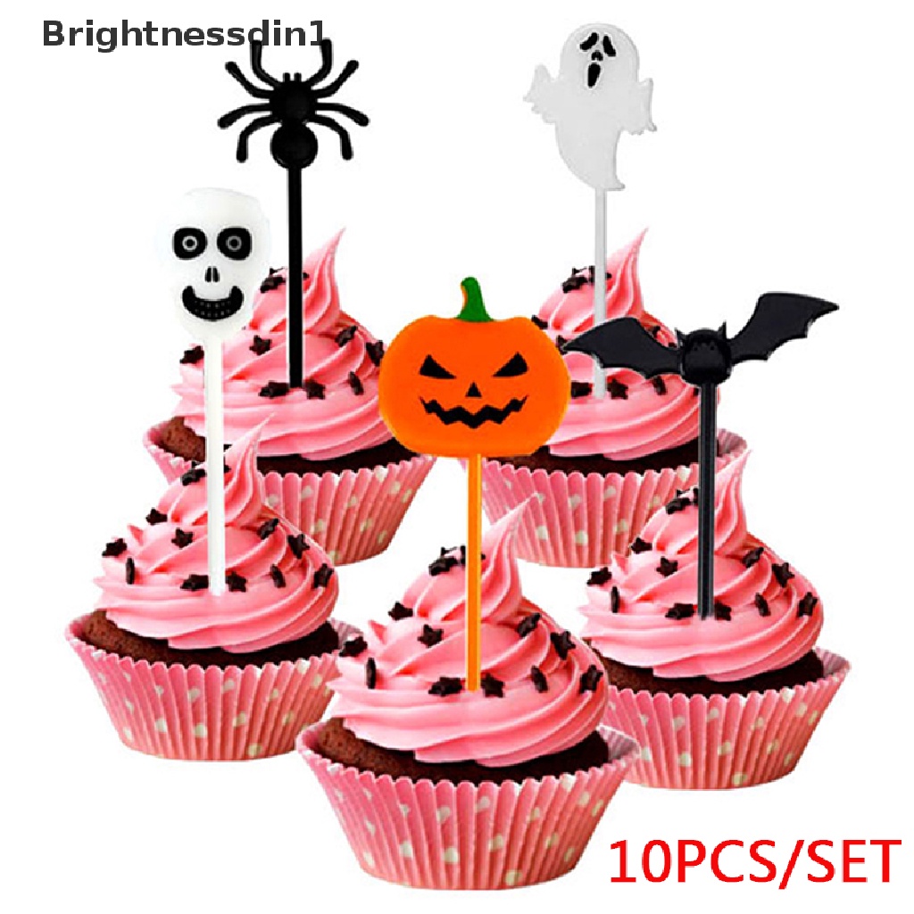 10pcs / set Tusuk Gigi Desain Kartun Halloween Untuk Anak